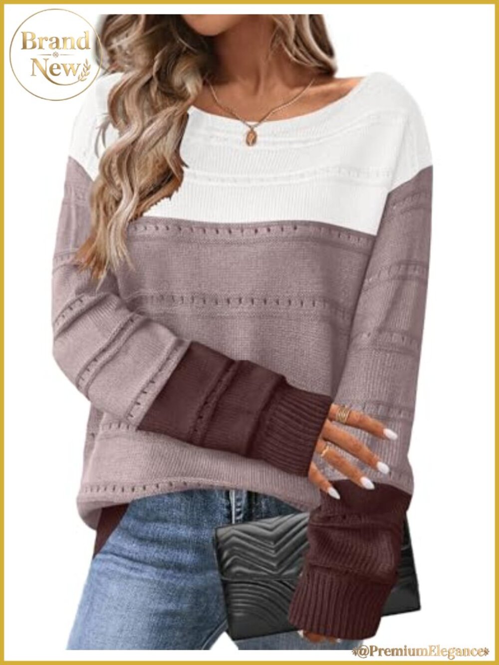 Crochet Knit Sweater Boat Neck Long Sleeve Boho Hollow Out